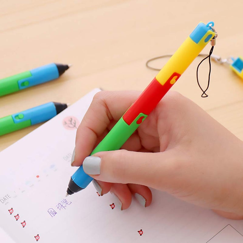 Funny live Foldable Ballpoint Pen Collapsible Ball Pen, Bendable Deformable Ball Pen, Funny Ballpoint Creative Stationery Gift for Child, Pendant Decoration Pens, 0.5mm, Blue Ink, 8 pcs - Image 4